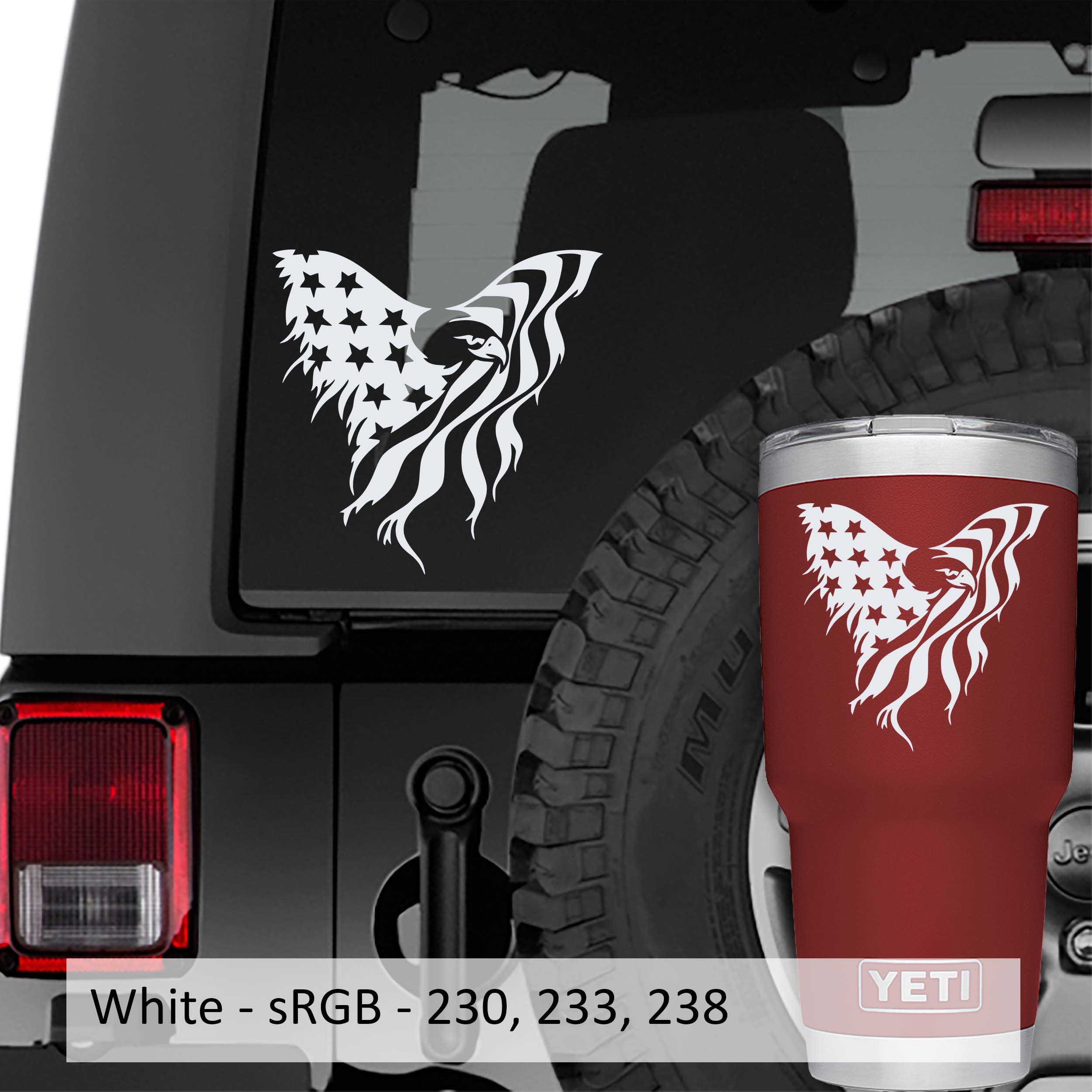 Tattered American Eagle Flag Vinyl Decal