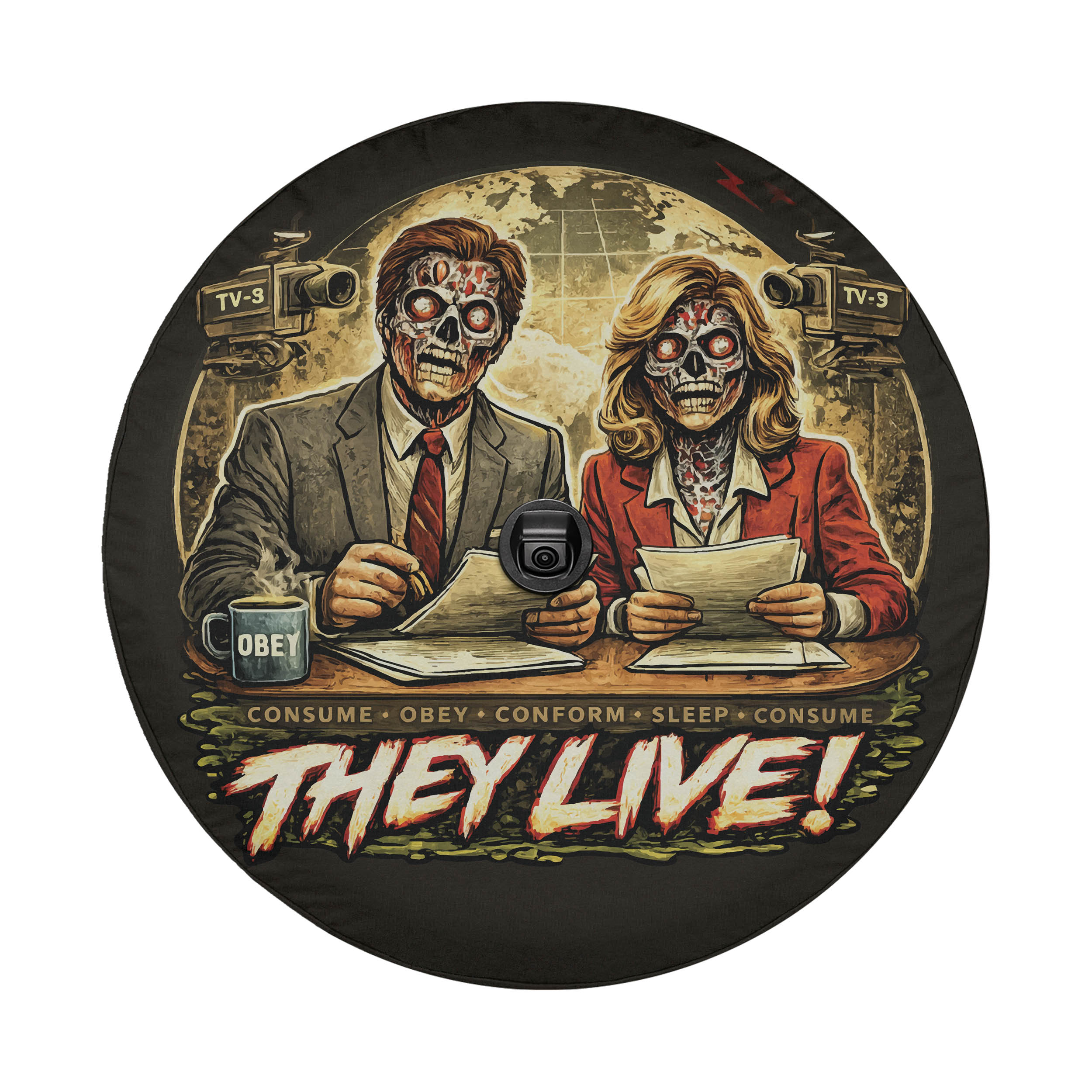 They Live News Broadcasters Spare Tire Cover With Backup Camera Hole Option