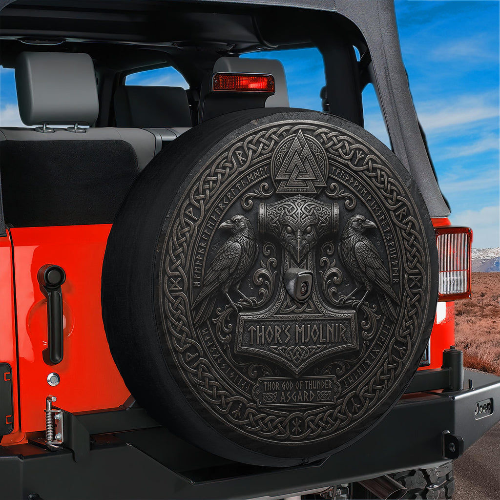 Thor Mjolnir Viking Spare Tire Cover With Backup Camera Hole Option