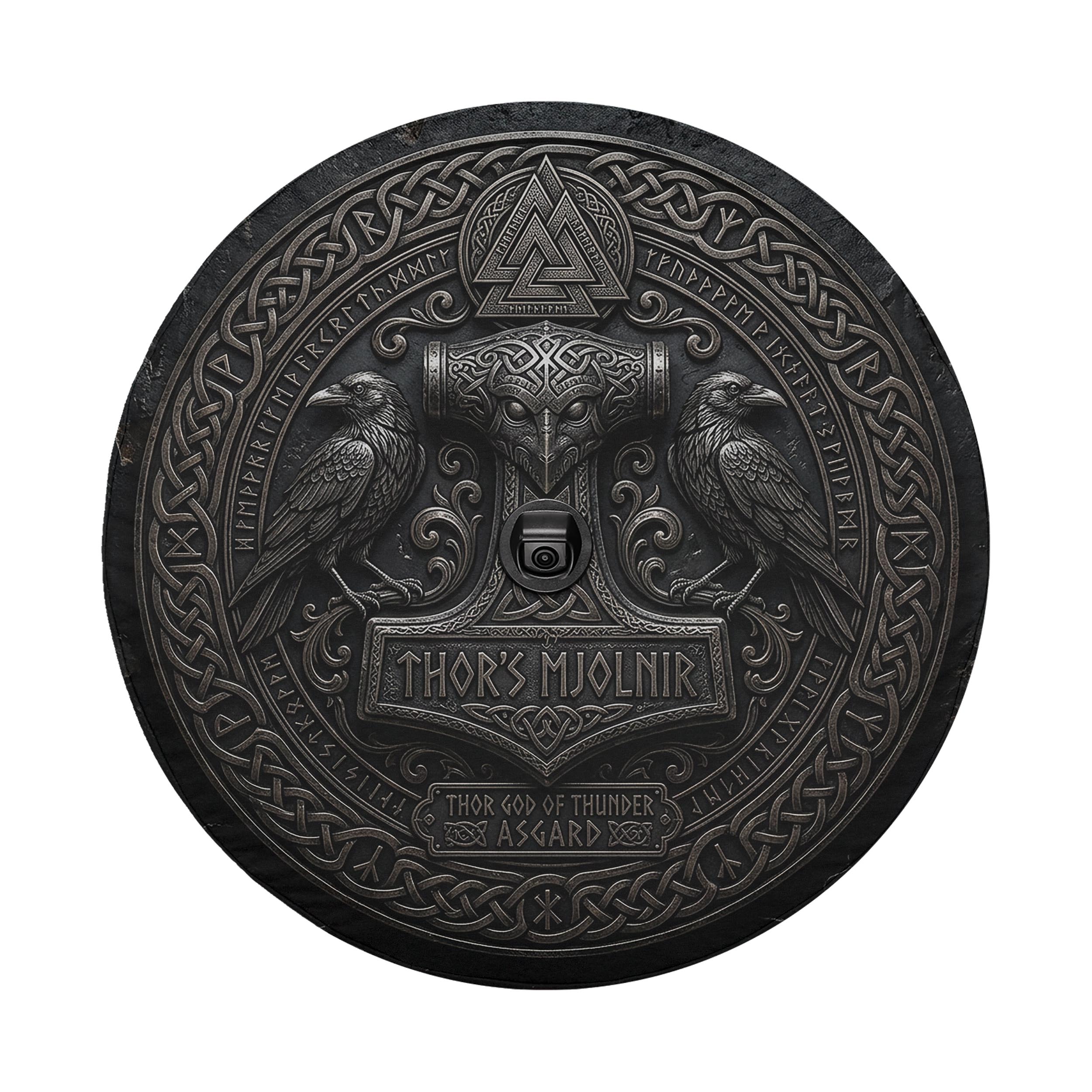 Thor Mjolnir Viking Spare Tire Cover With Backup Camera Hole Option