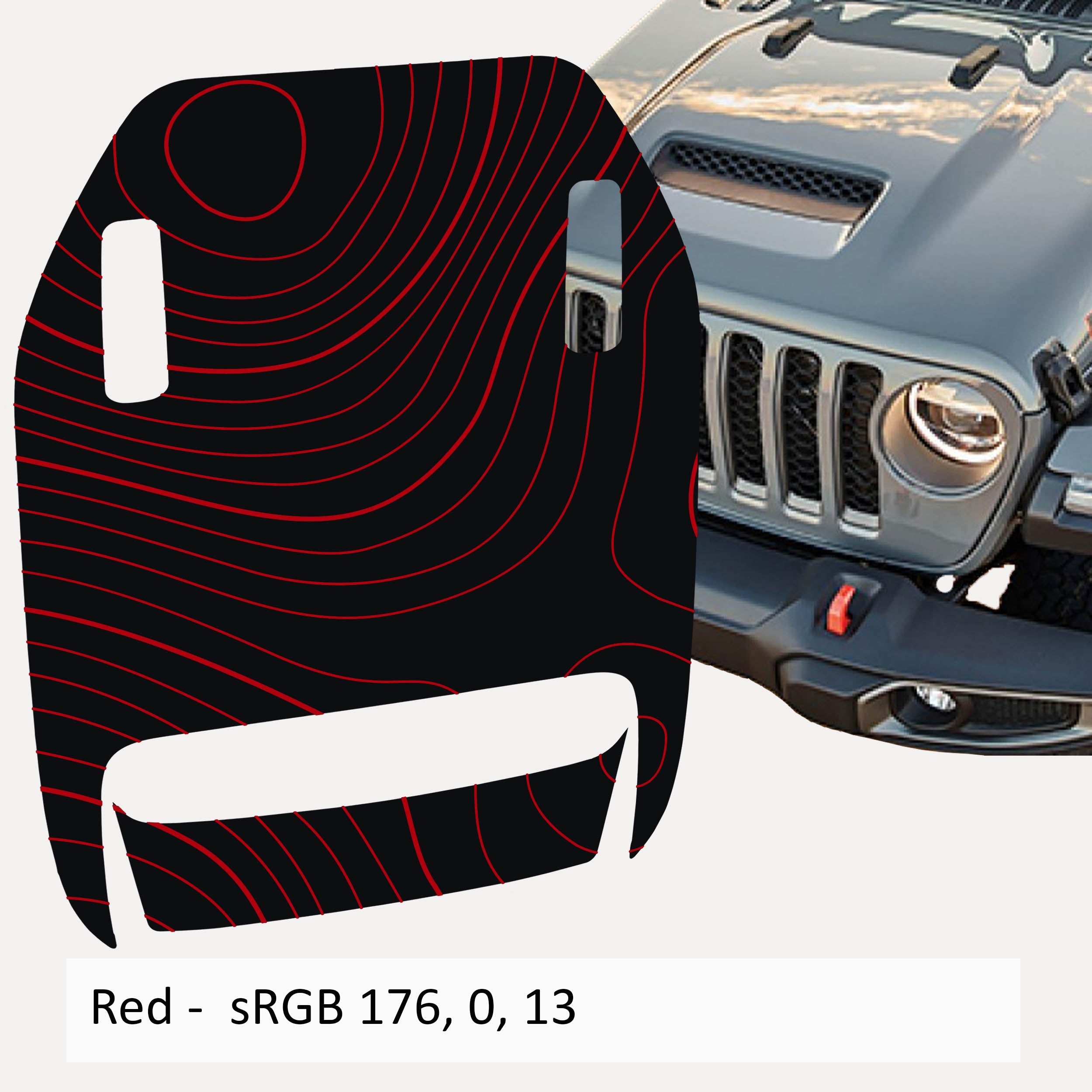 Topographical Clawed Foot Hood 2-Layer Decal - Fits 2018+ Wrangler JL 392 Gladiator JT Mojave