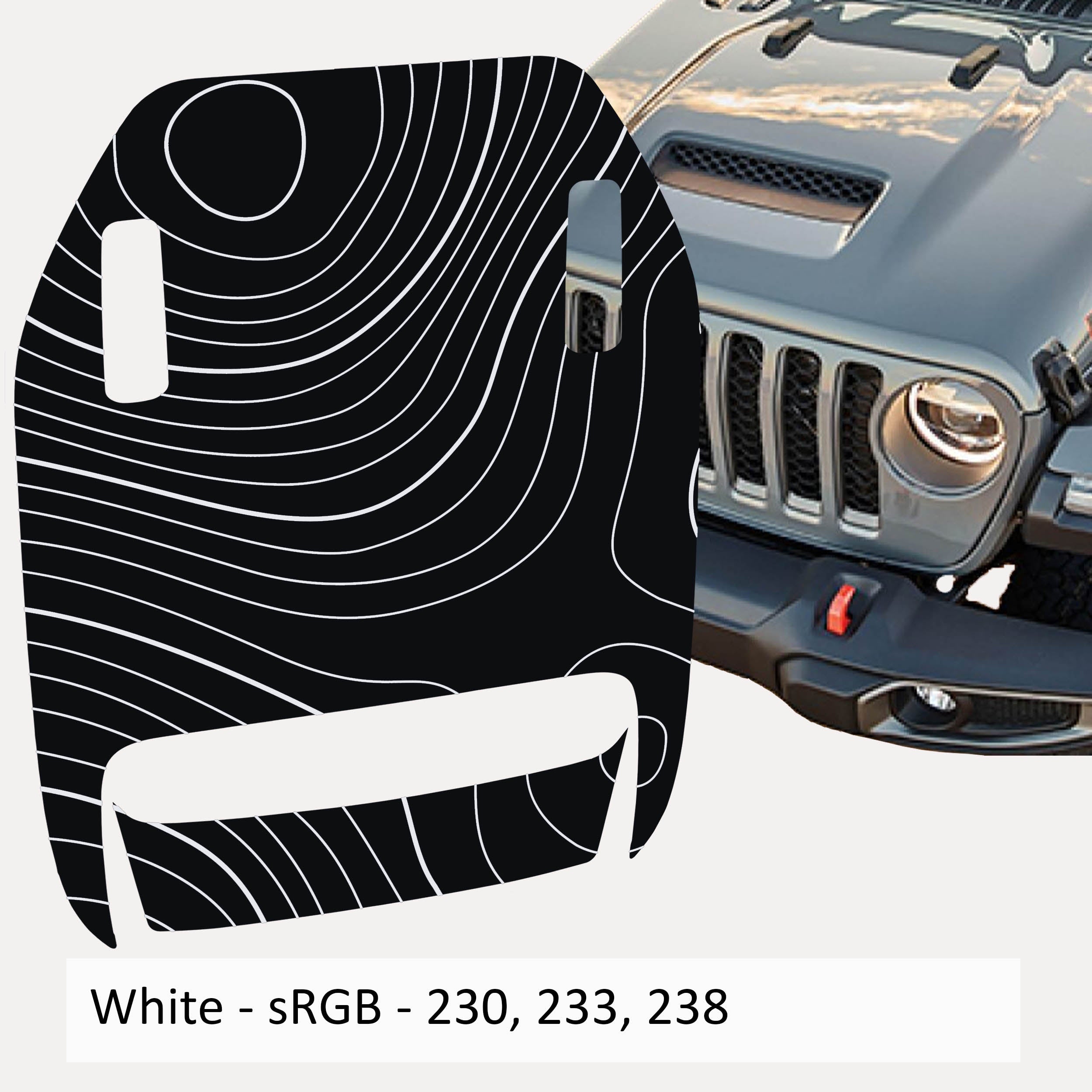 Topographical Clawed Foot Hood 2-Layer Decal - Fits 2018+ Wrangler JL 392 Gladiator JT Mojave