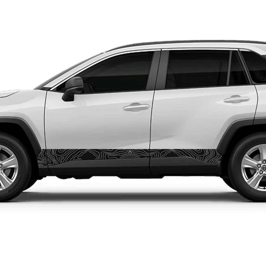 Topographic Side Skirt Stripe Kit Decals Fits Toyota Rav4 2019 - Current