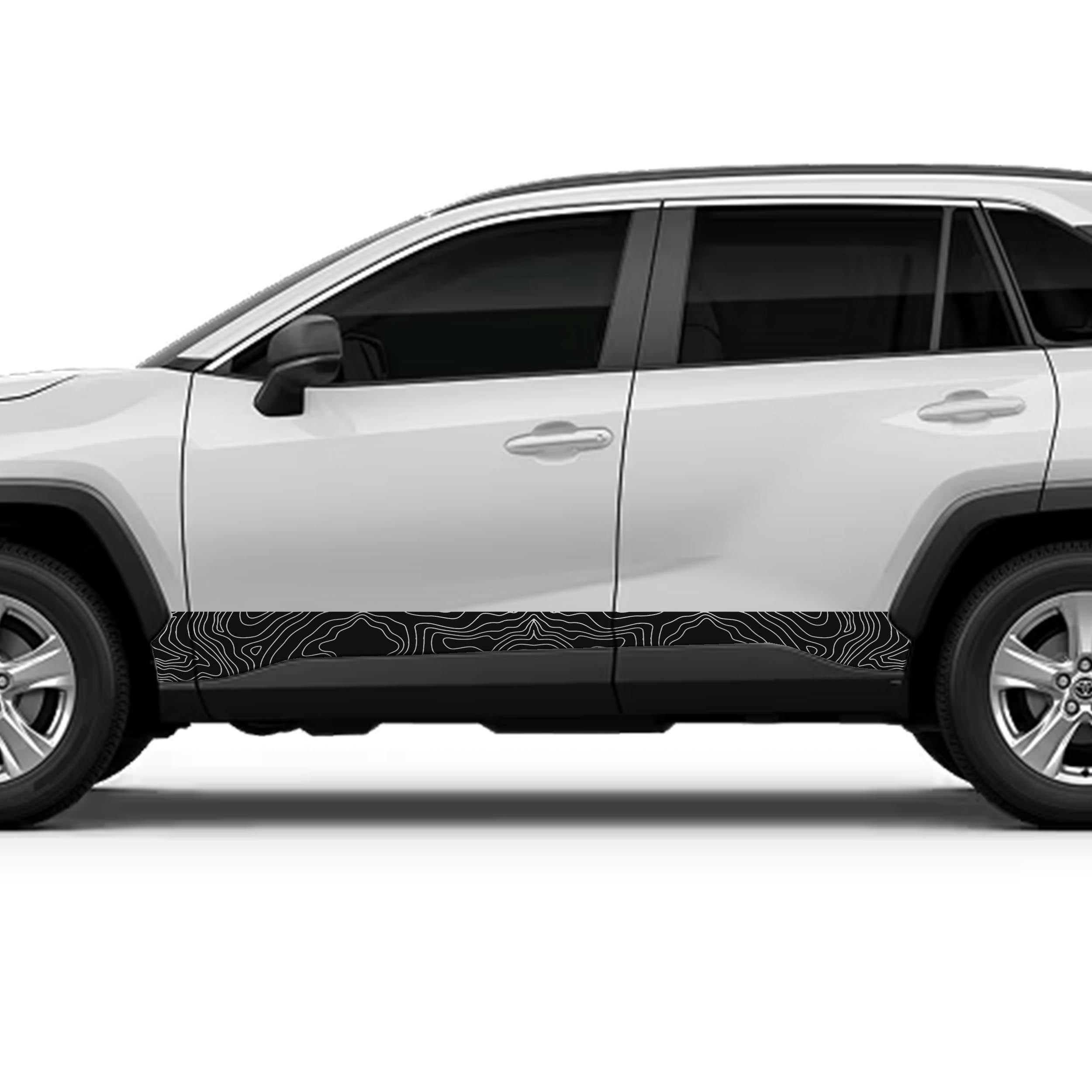 Topographic Side Skirt Stripe Kit Decals Fits Toyota Rav4 2019 - Current