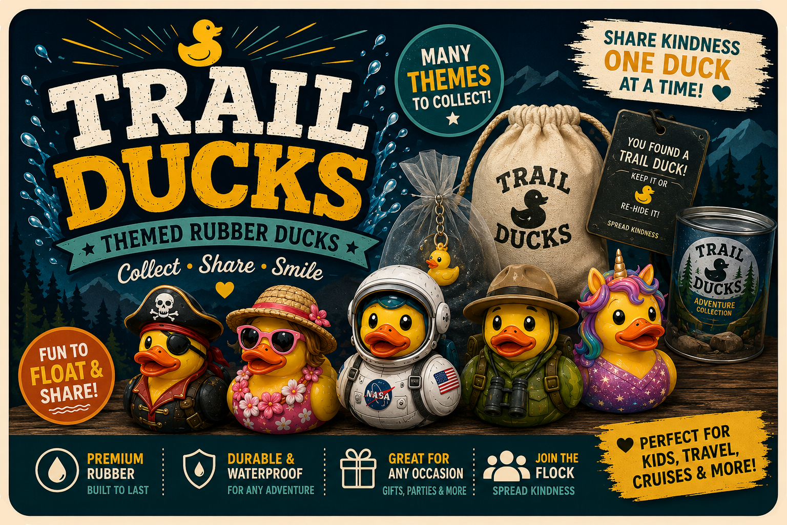 TrailDuck™ Bulk Jeep Ducks – Packs of 25, 50, 100, or 250 Rubber Ducks for Jeep Ducking Fun