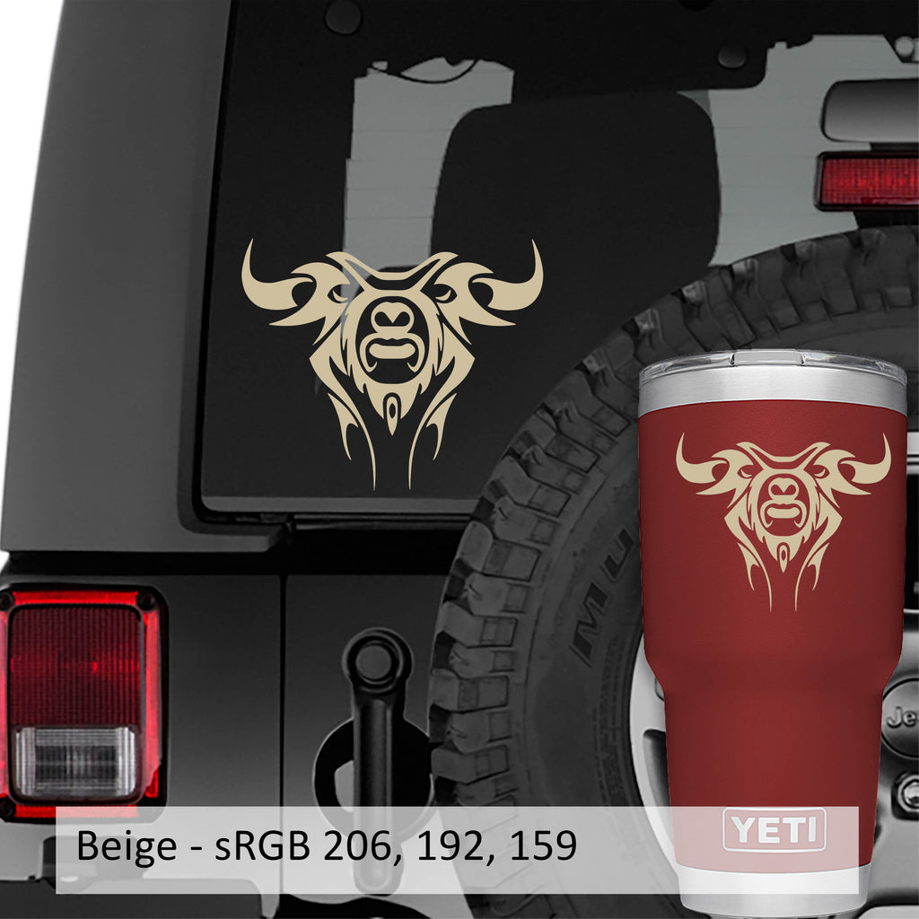 Tribal Bull Head Vinyl Decal Sticker