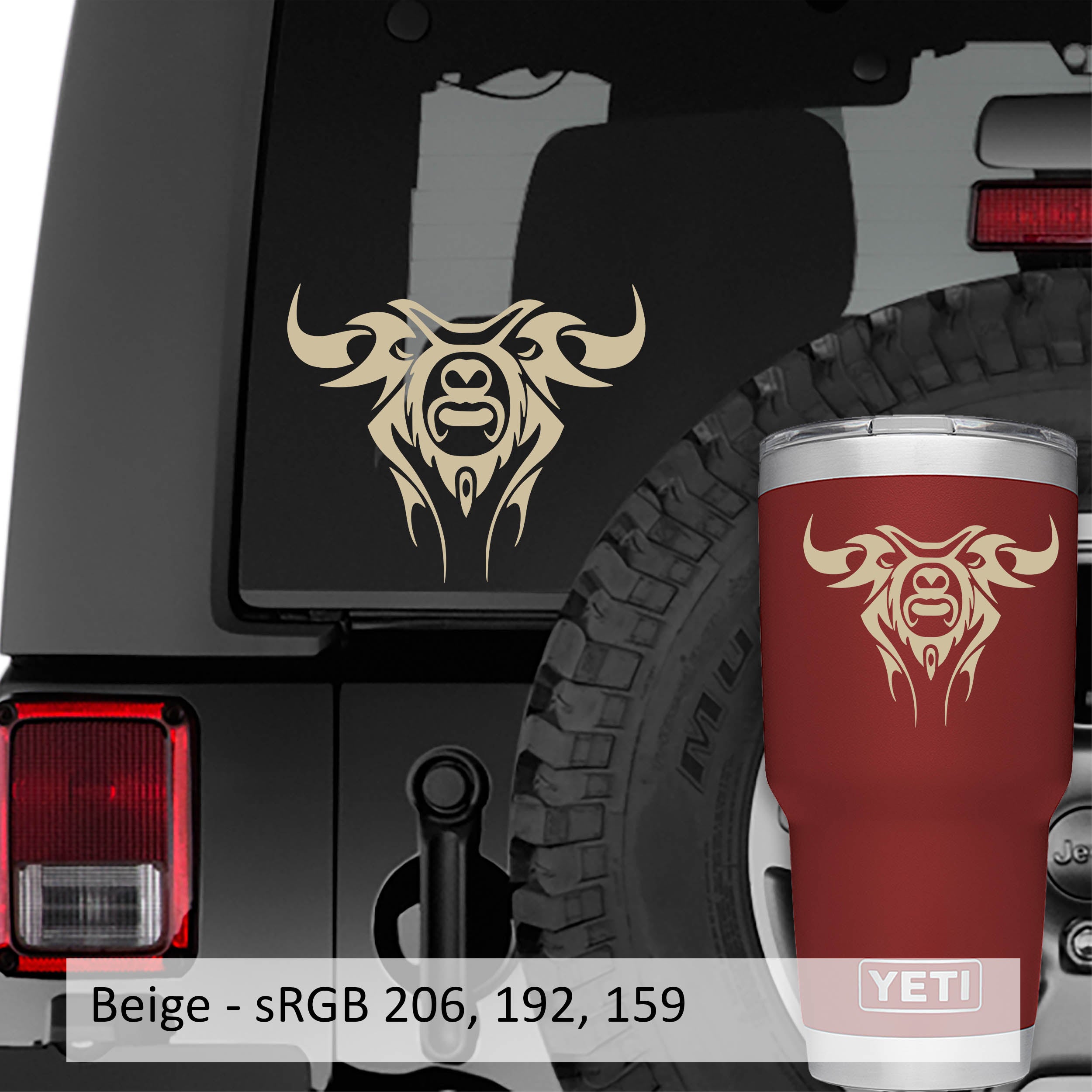 Tribal Bull Head Vinyl Decal Sticker