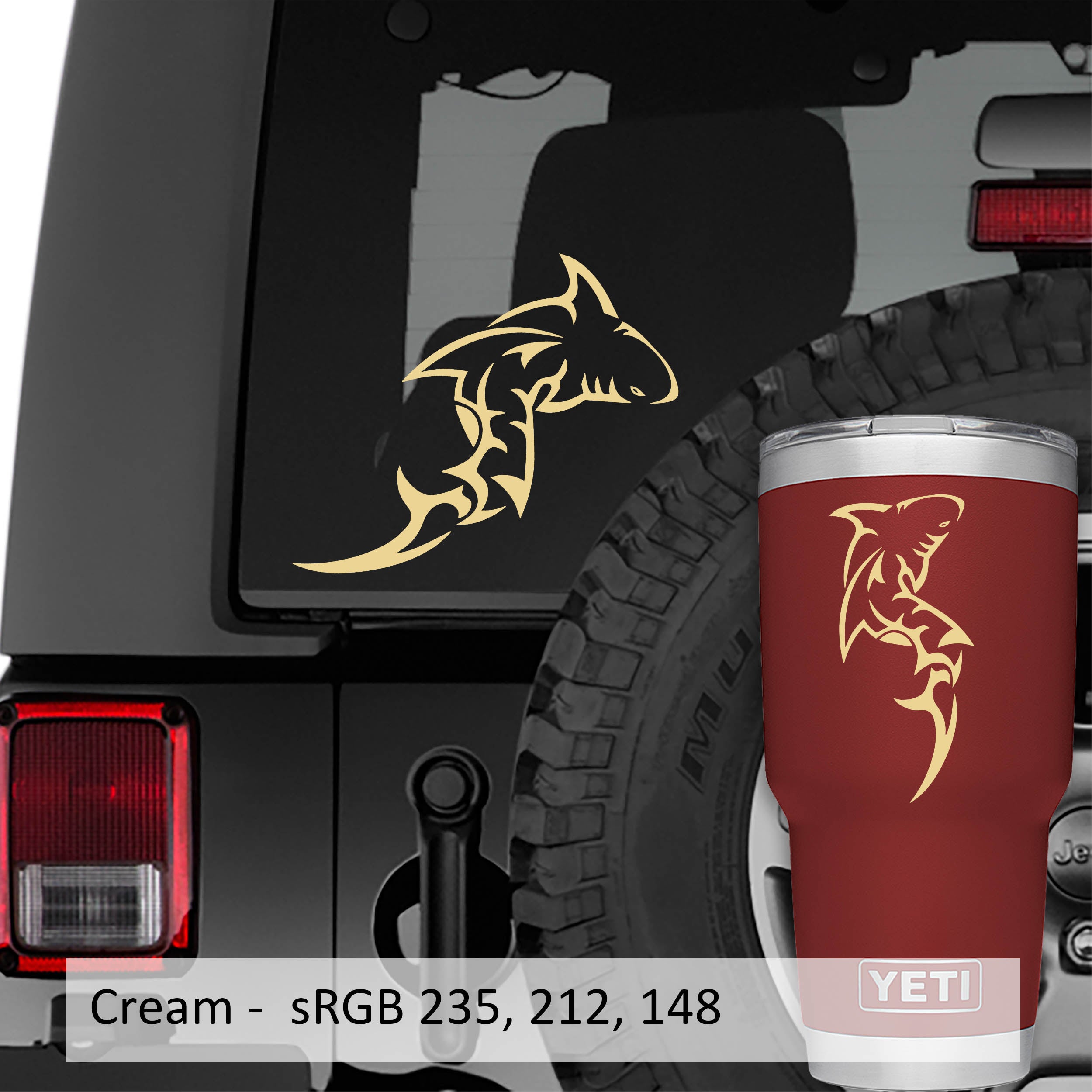 Tribal Maori Shark Vinyl Transfer Decal