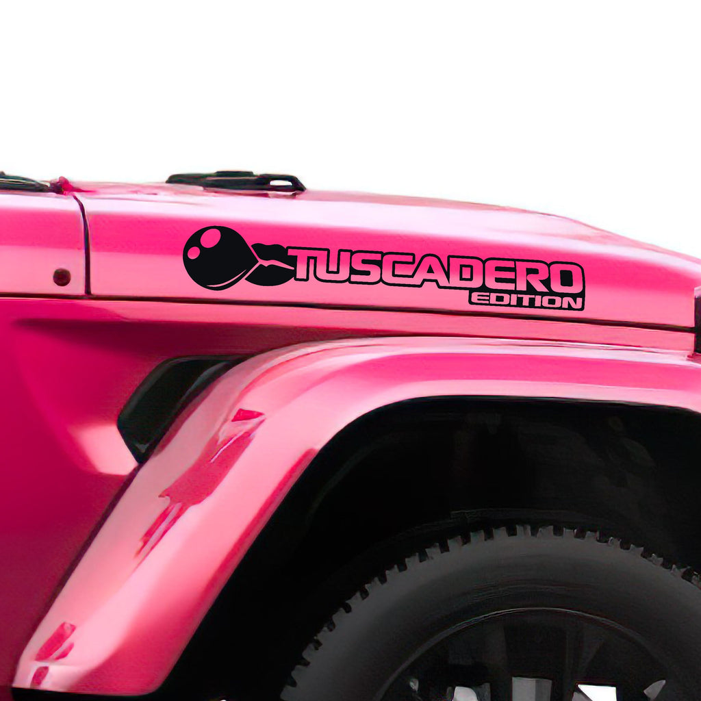 Black Tuscadero Bubblegum Edition hood vinyl decal set pair with bubble gum graphic shown