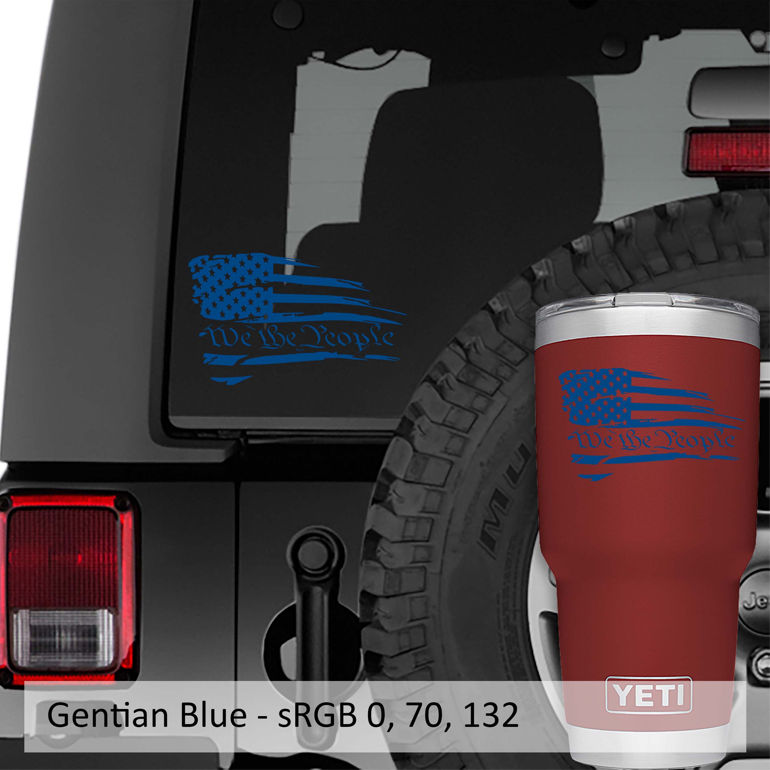 We The People Distressed American Flag Vinyl Decal