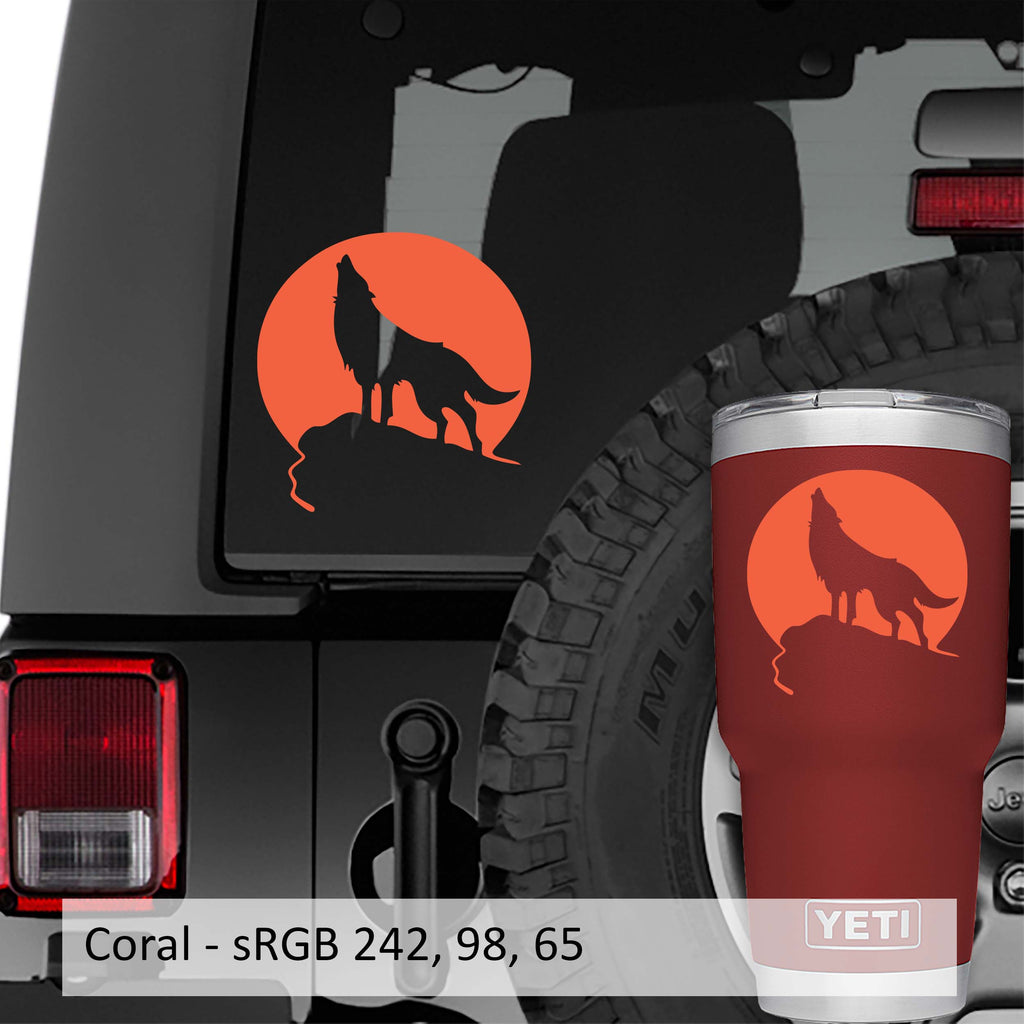 Wolf Howling Against Moon Vinyl Decal