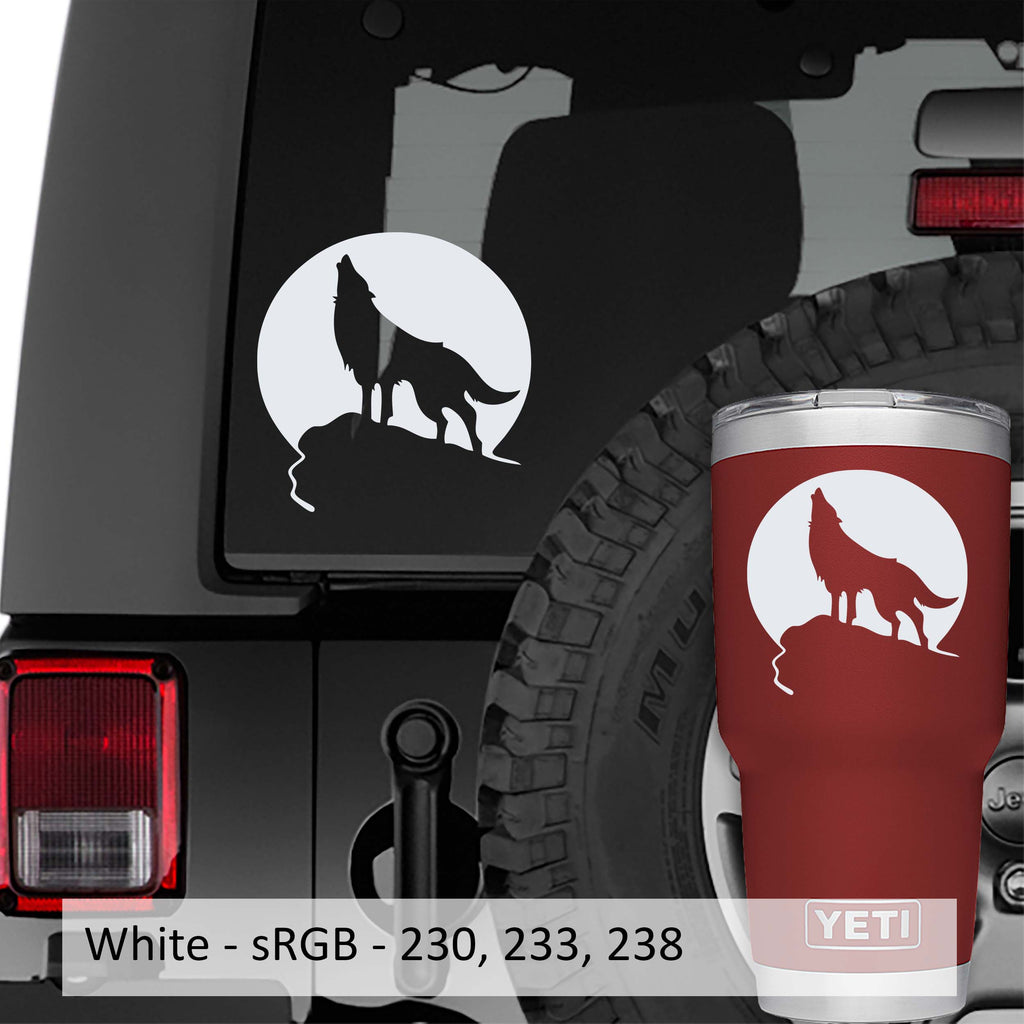 Wolf Howling Against Moon Vinyl Decal