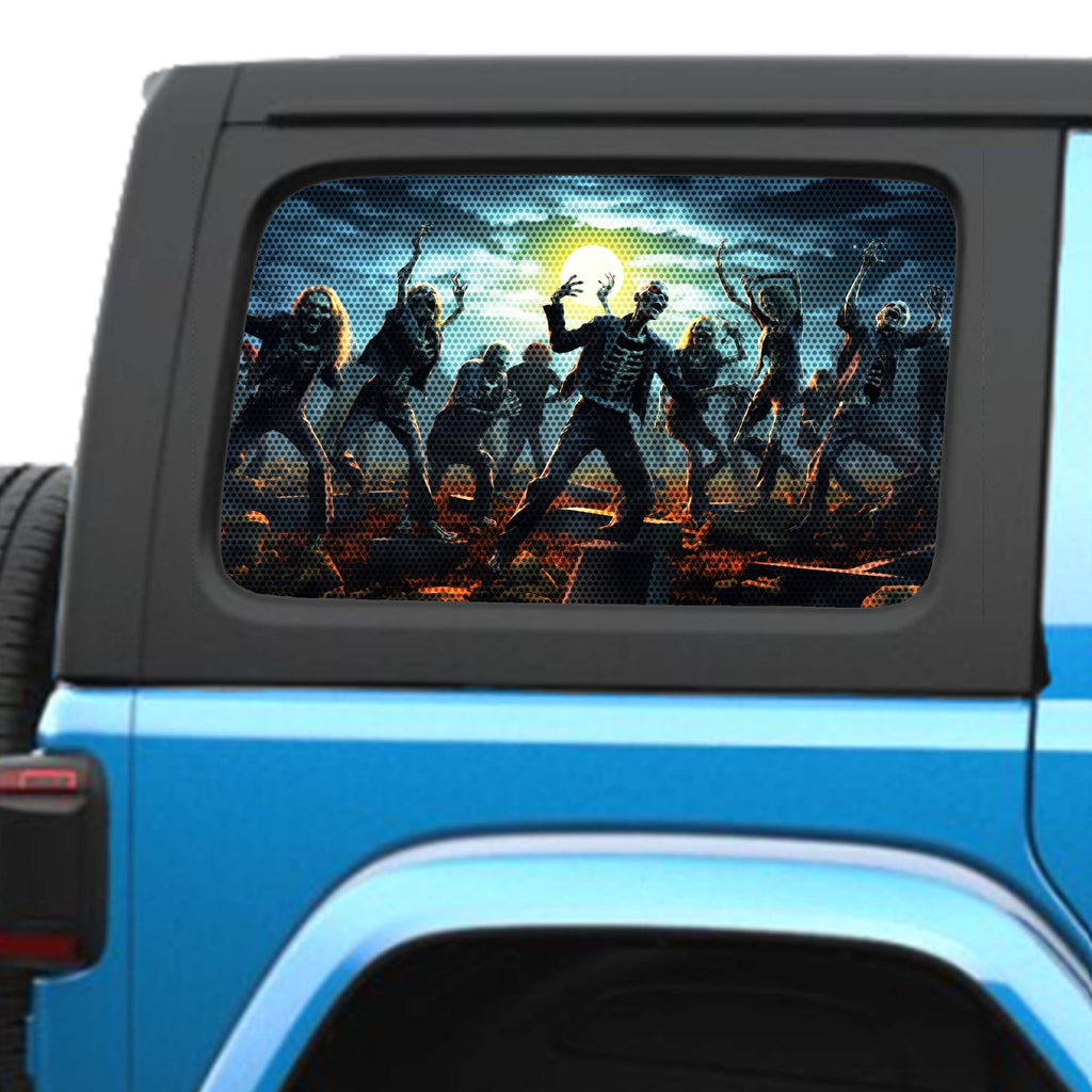 Zombie Dance Perforated See-Thru Side Window Decal for Jeep Wrangler 2007 - 2024+