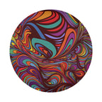 Kaleidoscopic Dream abstract spare tire cover plain flat view with rich rainbow swirl marble pattern