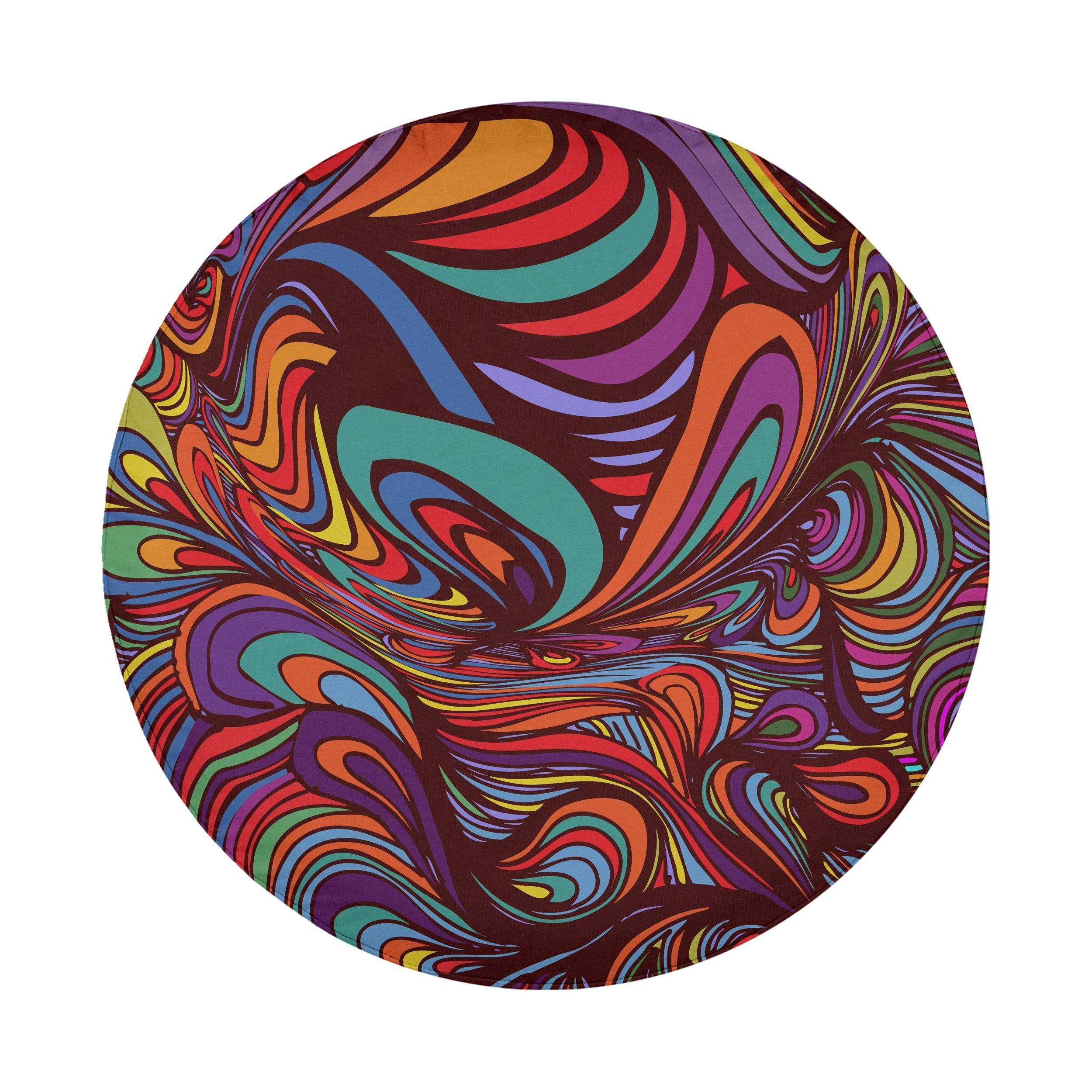 Kaleidoscopic Dream abstract spare tire cover plain flat view with rich rainbow swirl marble pattern