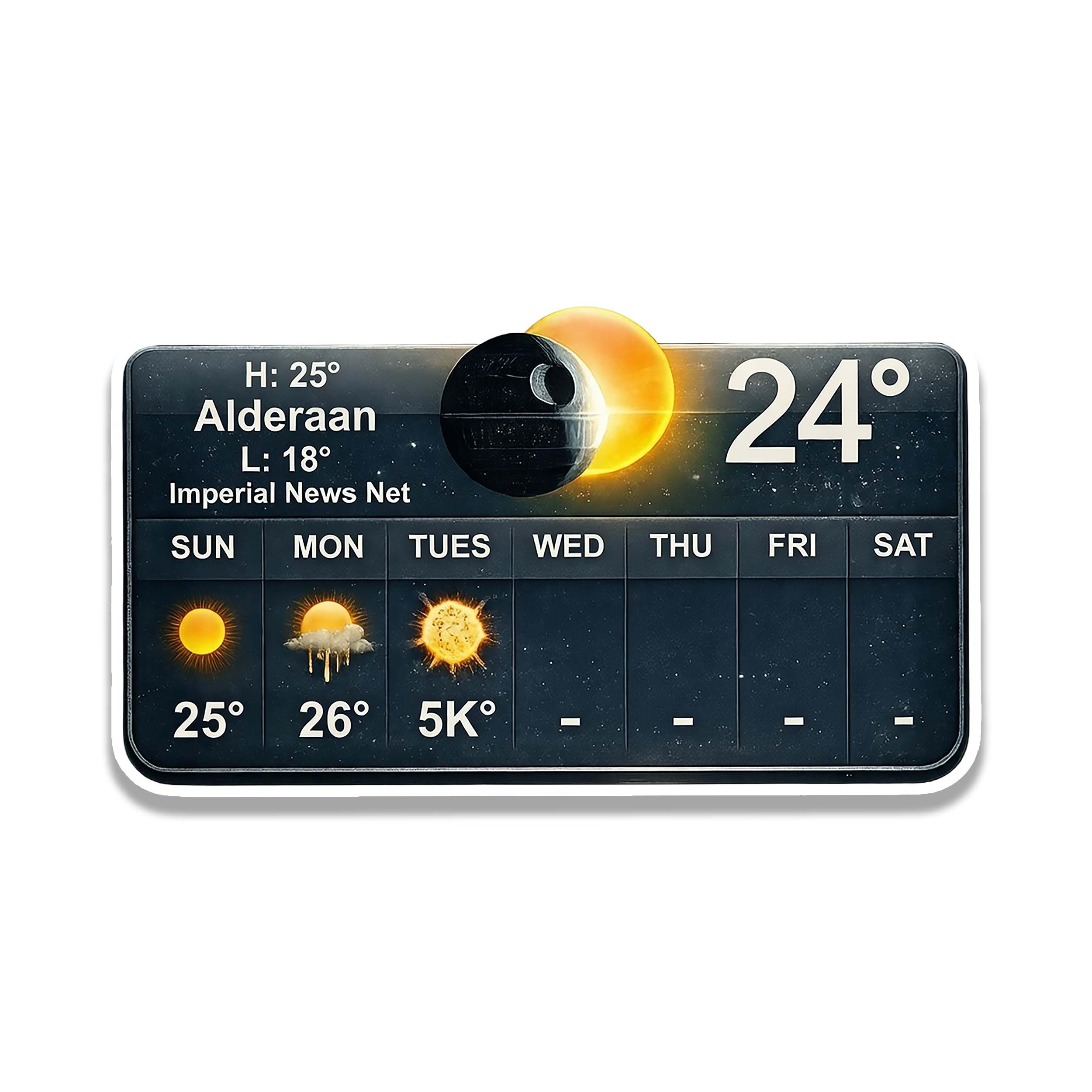 Alderaan Seven-Day Weather Format Waterproof Vinyl Sticker