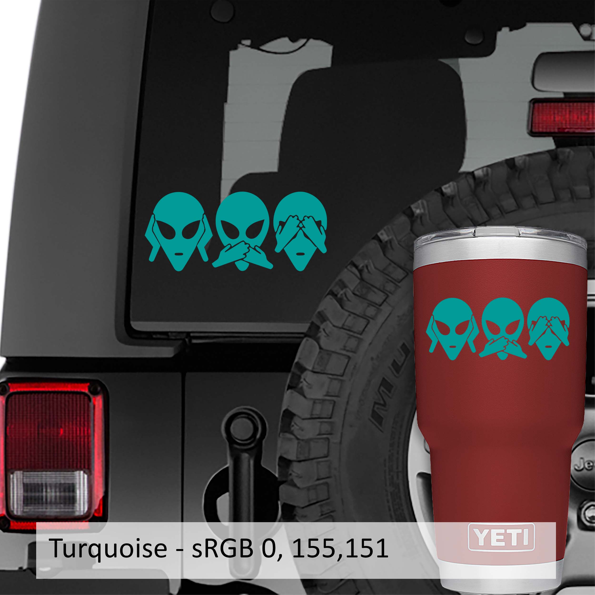Hear No Evil See No Evil Speak No Evil Alien Head Vinyl Decal
