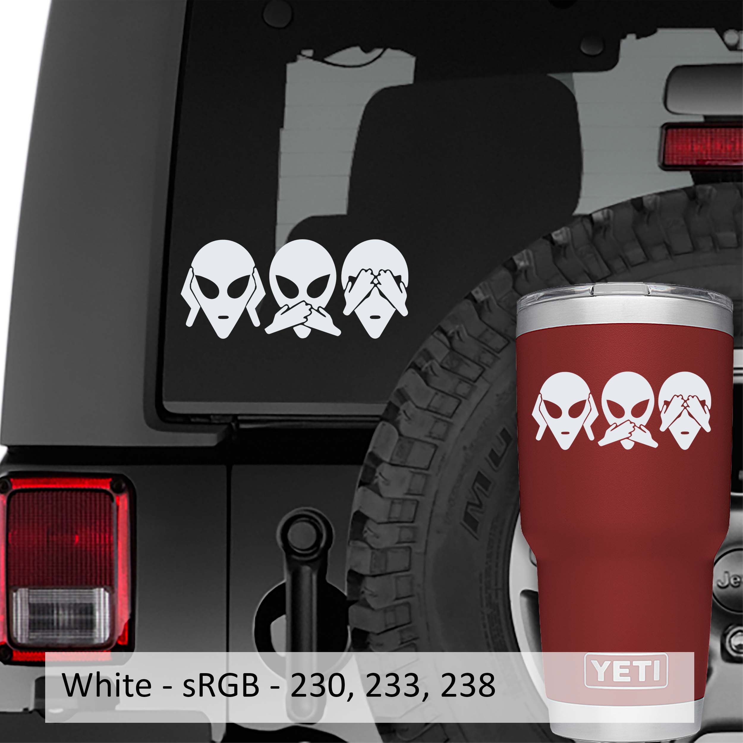 Hear No Evil See No Evil Speak No Evil Alien Head Vinyl Decal