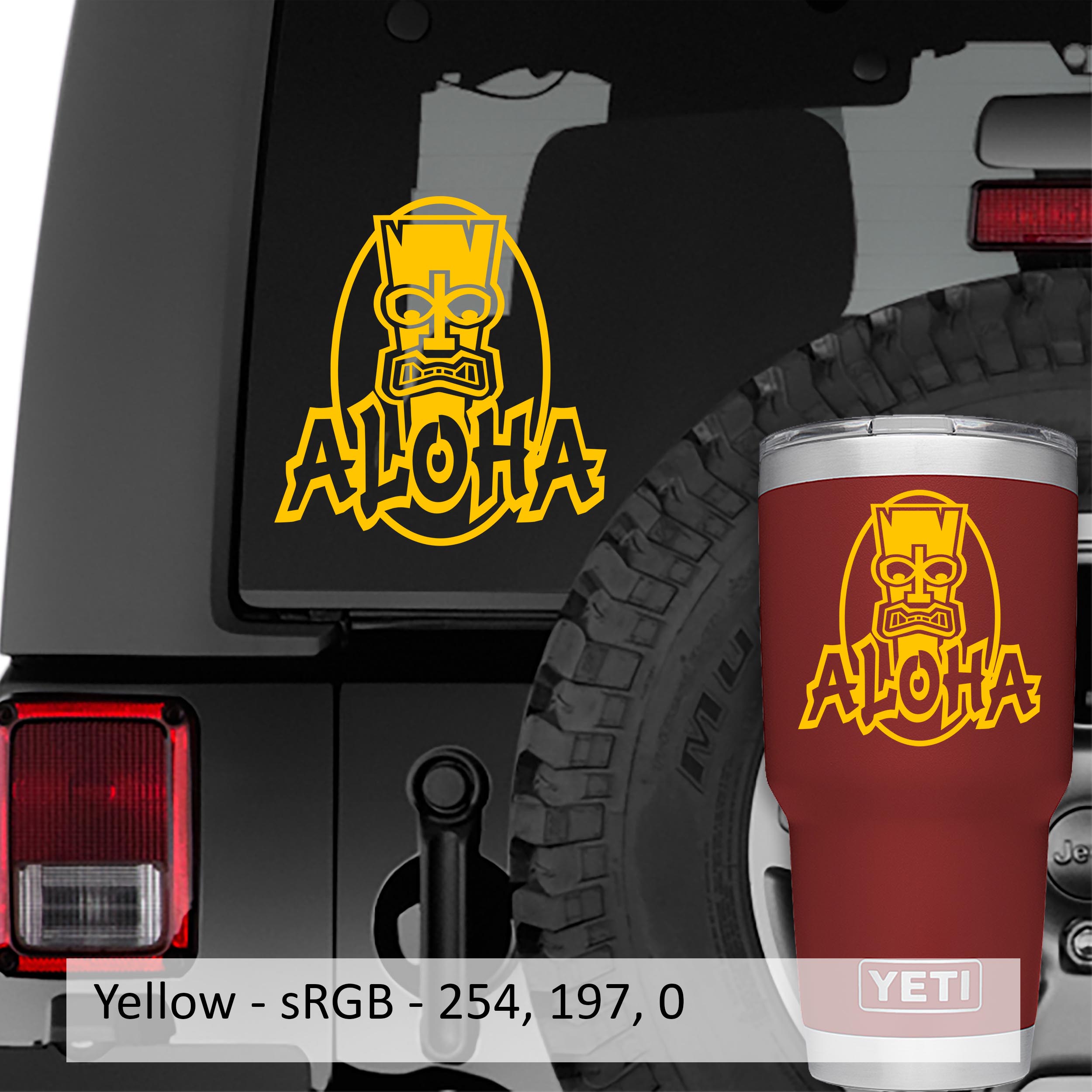 Aloha Tiki Mask Vinyl Decal Sticker