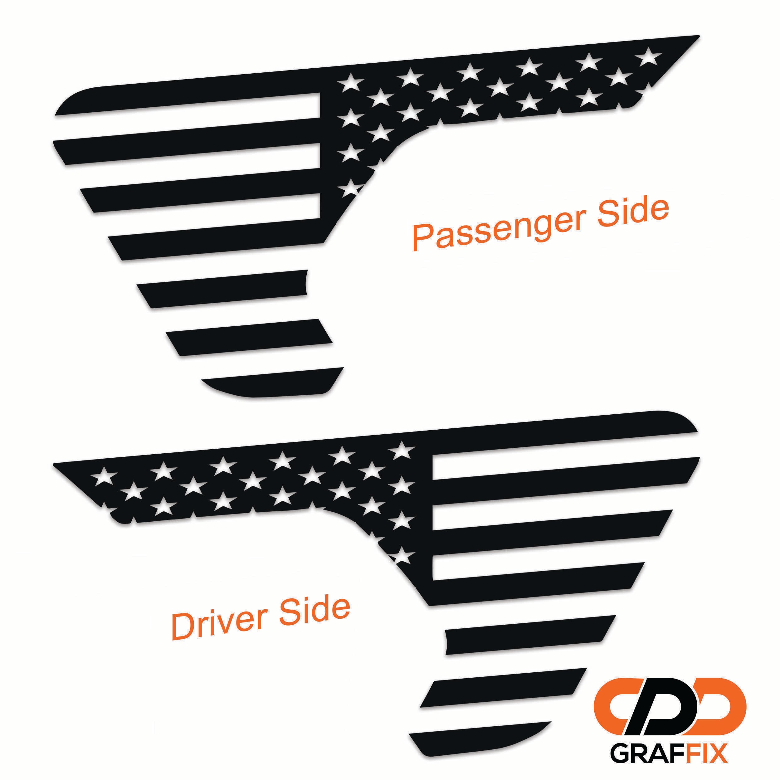American flag fender vent vinyl transfer decal pictured on Jeep JL JT vent insert pair