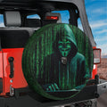 Anonymous Hacker Mask Matrix Style Tire Cover