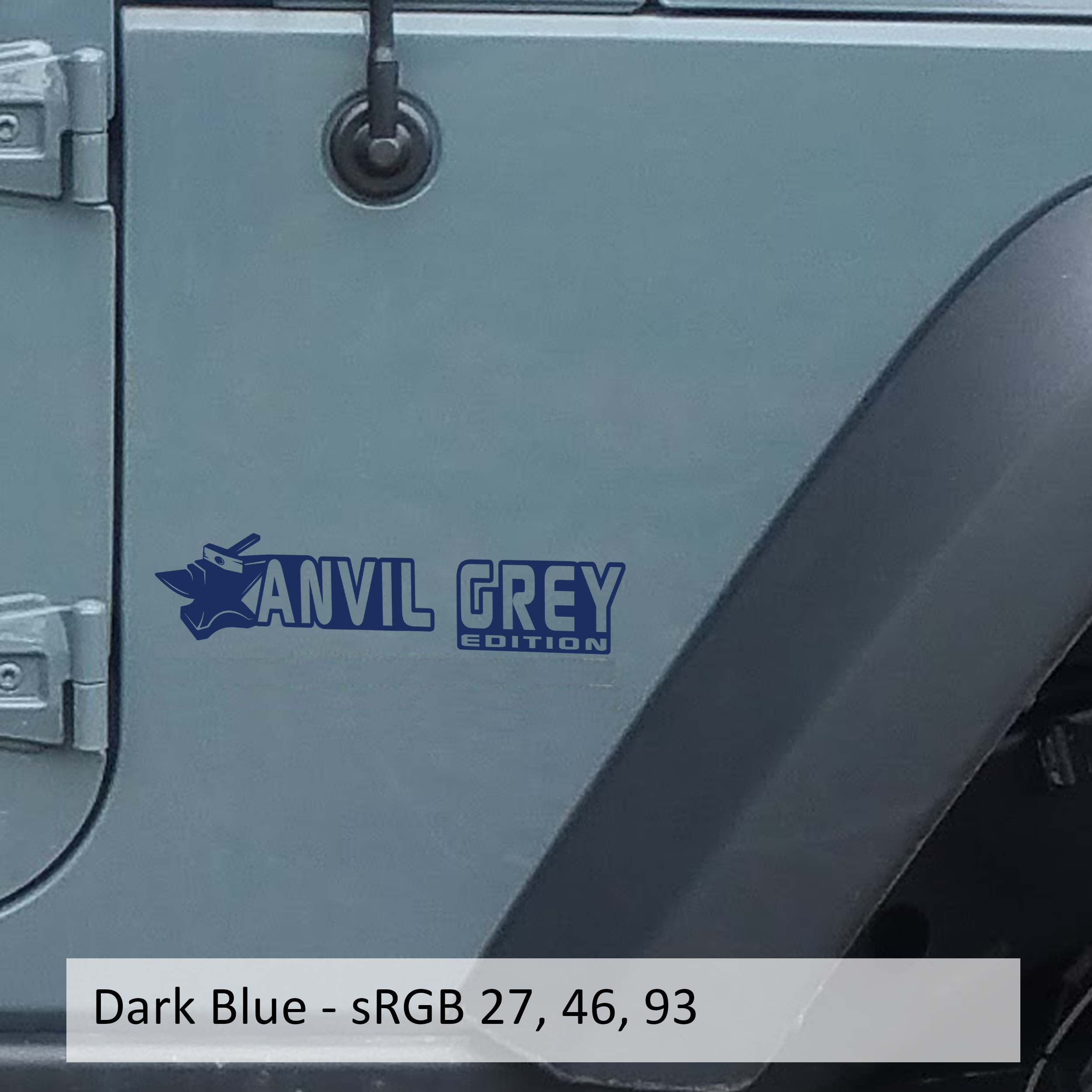 Dark blue Anvil Grey edition fender decal mockup pair for Jeep Wrangler JL Gladiator JT