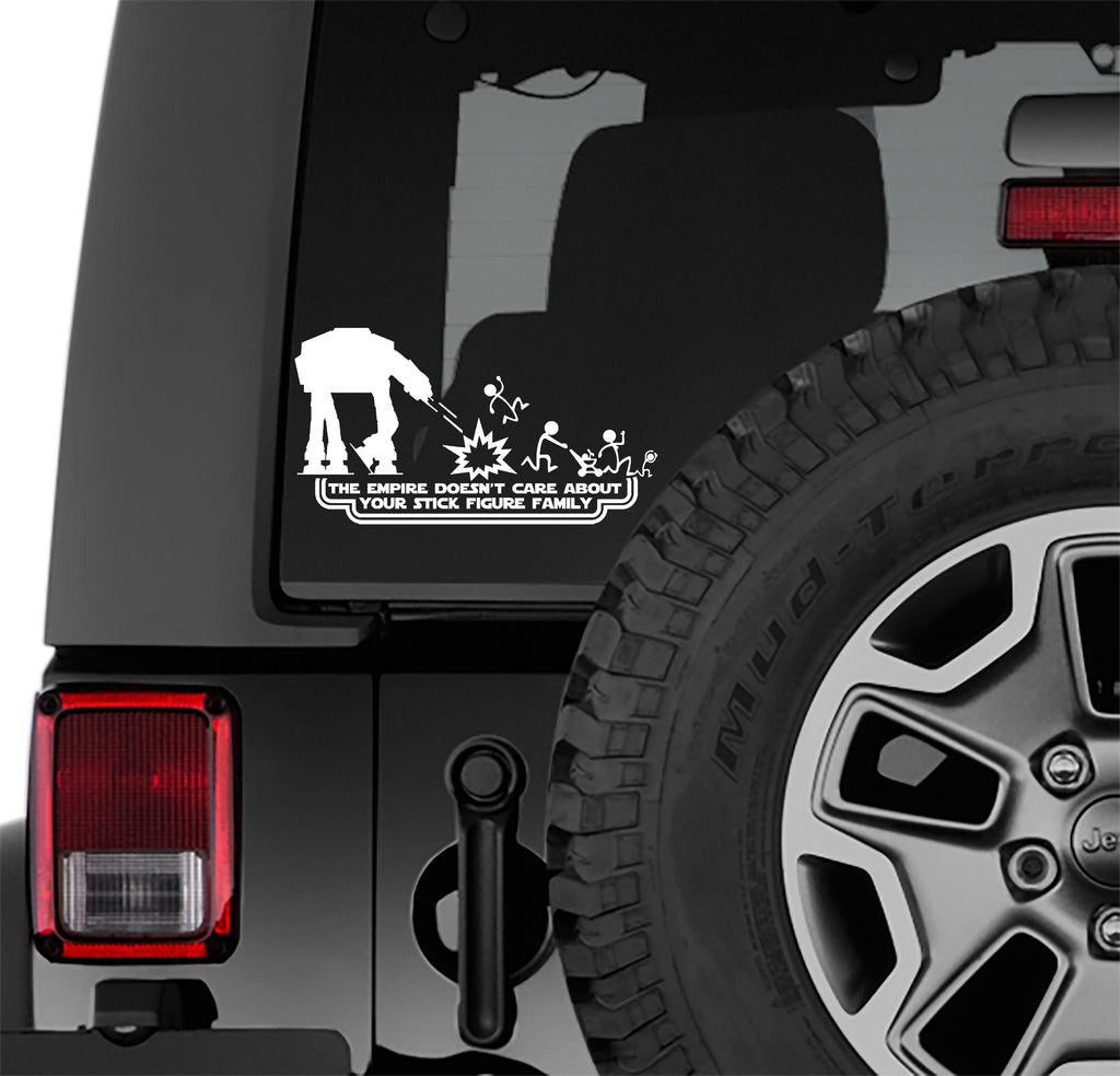 At-At The Empire Doesn't Care Your Stick Figure Family Vinyl Decal