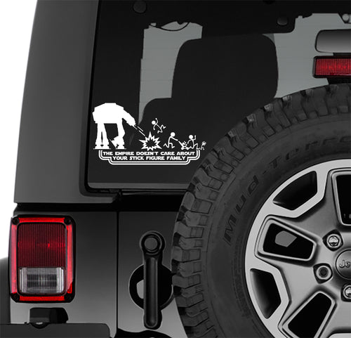 At-At The Empire Doesn't Care Your Stick Figure Family Vinyl Decal