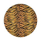 Flat Bengal tiger print spare tire cover artwork featuring vibrant orange and black tiger stripe fur pattern