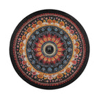 Detailed mandala spare tire cover with ornate concentric geometric design on circular canvas