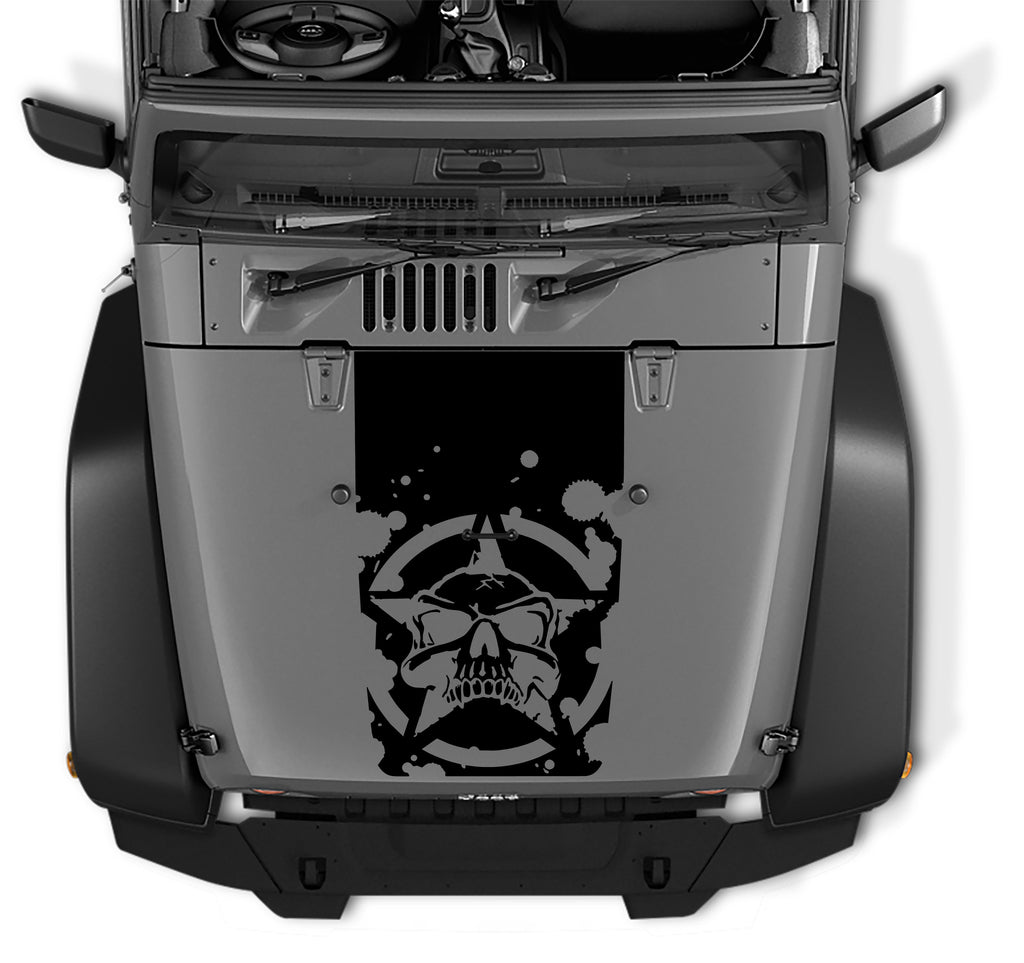 Military Star and Skull Blackout Hood Decal Vinyl