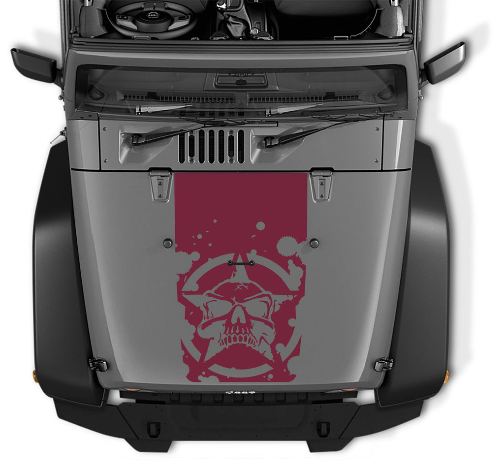 Military Star and Skull Blackout Hood Decal Vinyl