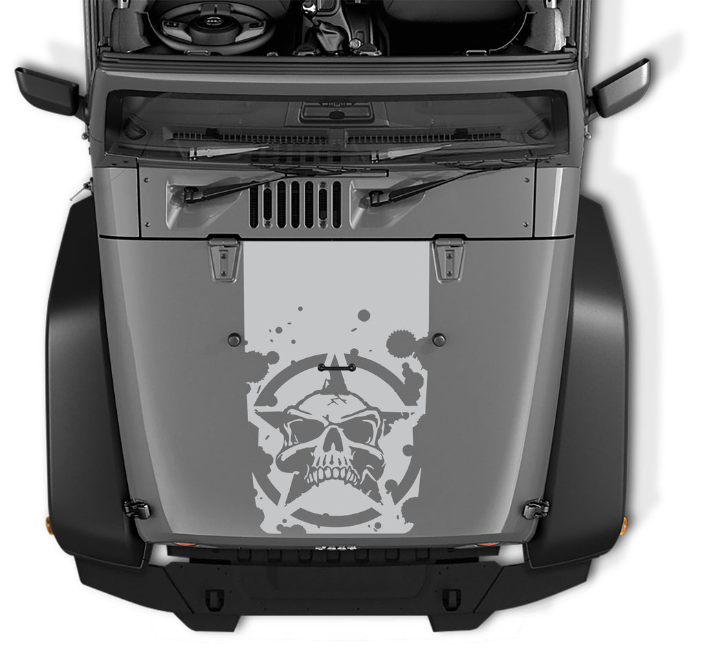 Military Star and Skull Blackout Hood Decal Vinyl