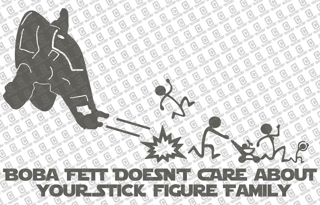 Boba Fett Doesn't Care Your Stick Figure Family Vinyl Decal