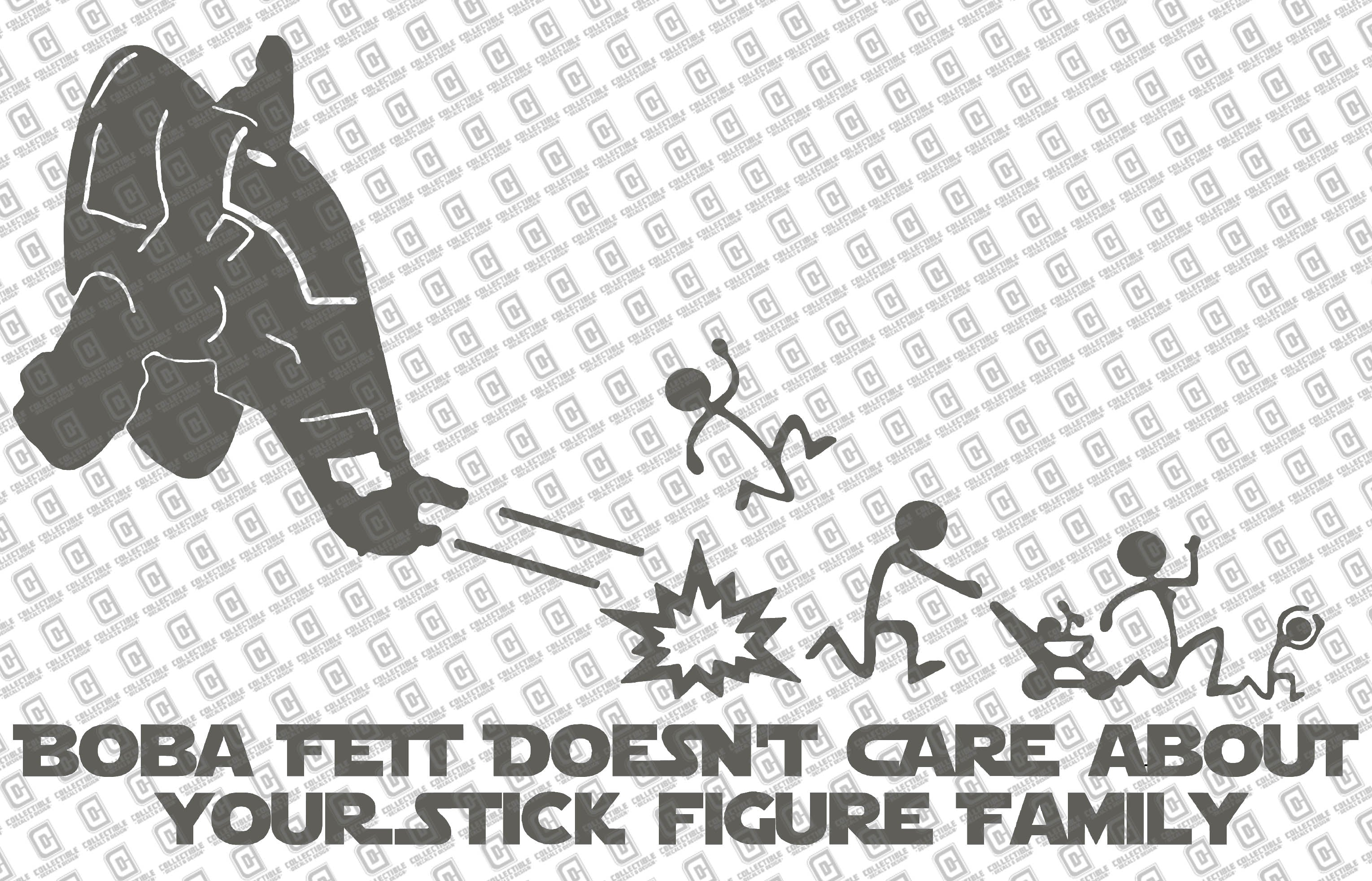 Boba Fett Doesn't Care Your Stick Figure Family Vinyl Decal