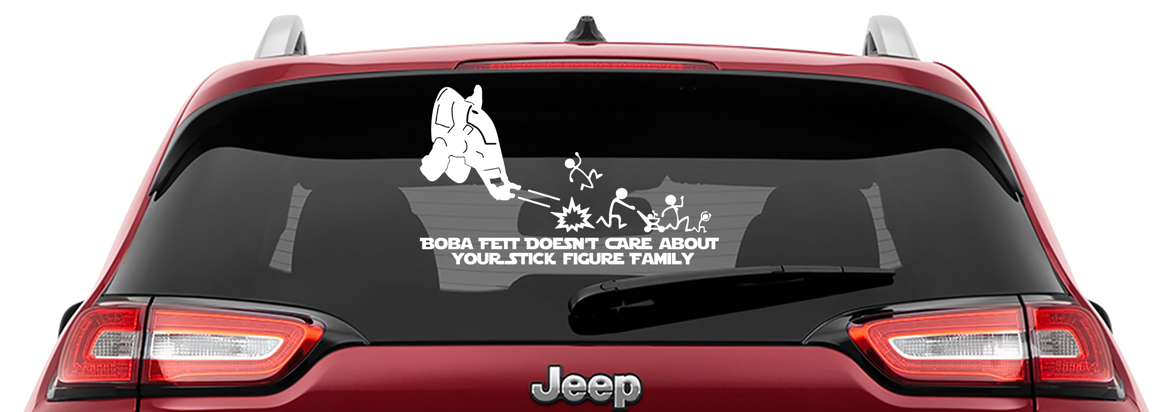 Boba Fett Doesn't Care Your Stick Figure Family Vinyl Decal