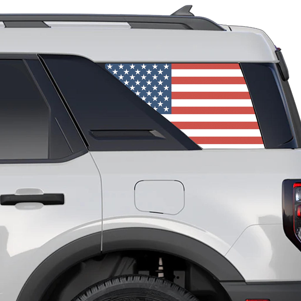 American Flag Red White & Blue Rear Quarter Window Decals Fits 2021+ Bronco Sport