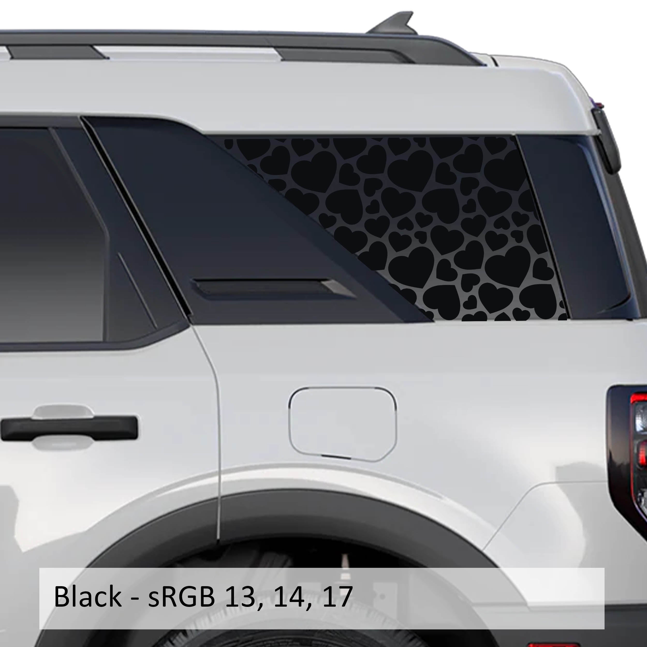 Bronco Sport Heart Pattern Rear Quarter Window Decal