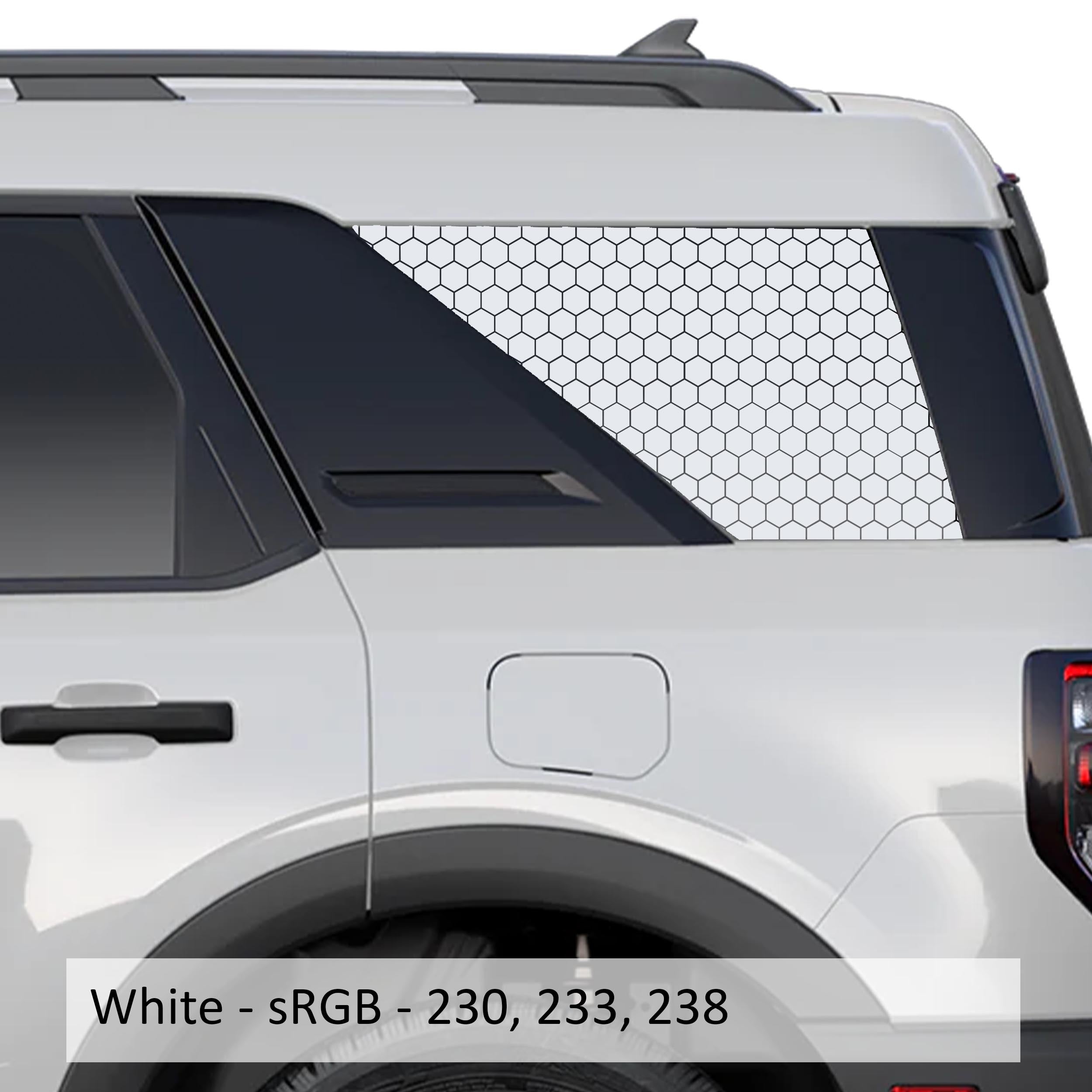 Hex Honeycomb Pattern Rear Quarter Window Decals Fits 2021+ Bronco Sport