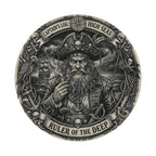The image is a detailed illustration of a pirate, featuring a large beard, a pirate hat, and various pirate-related symbols and imagery.