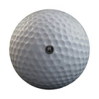 Golf ball spare tire cover closeup detail of white dimpled printed graphic artwork