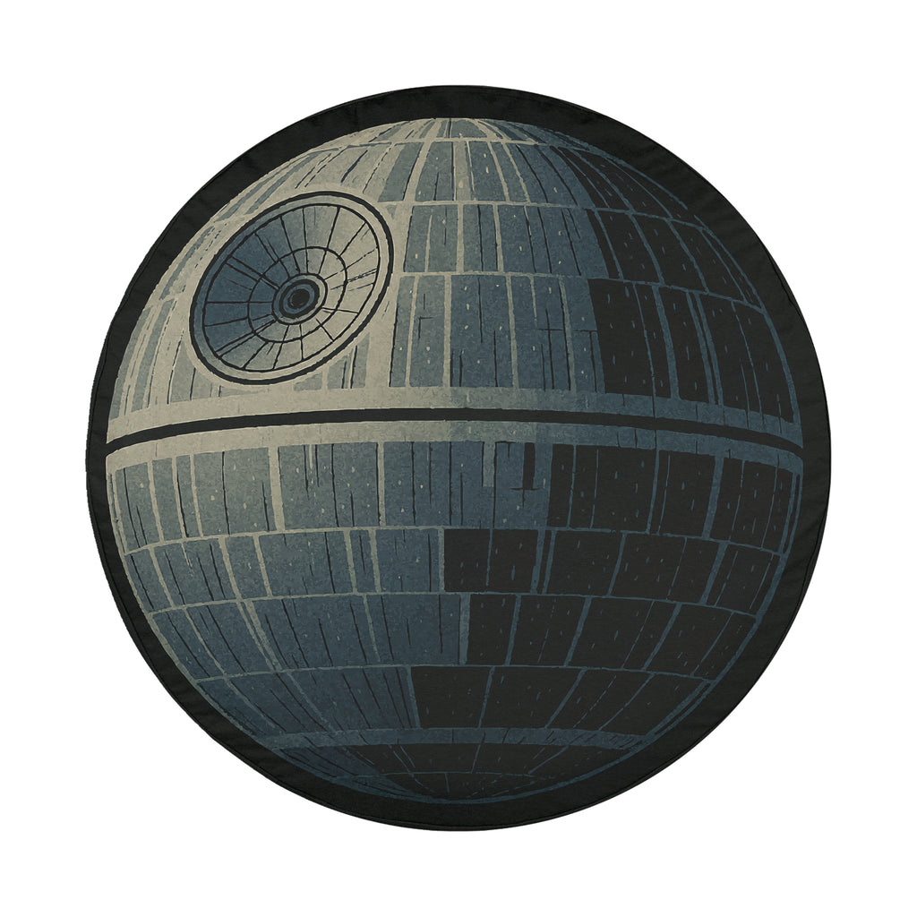 That's No Moon spare tire cover front view showing gray Death Star battle station graphic