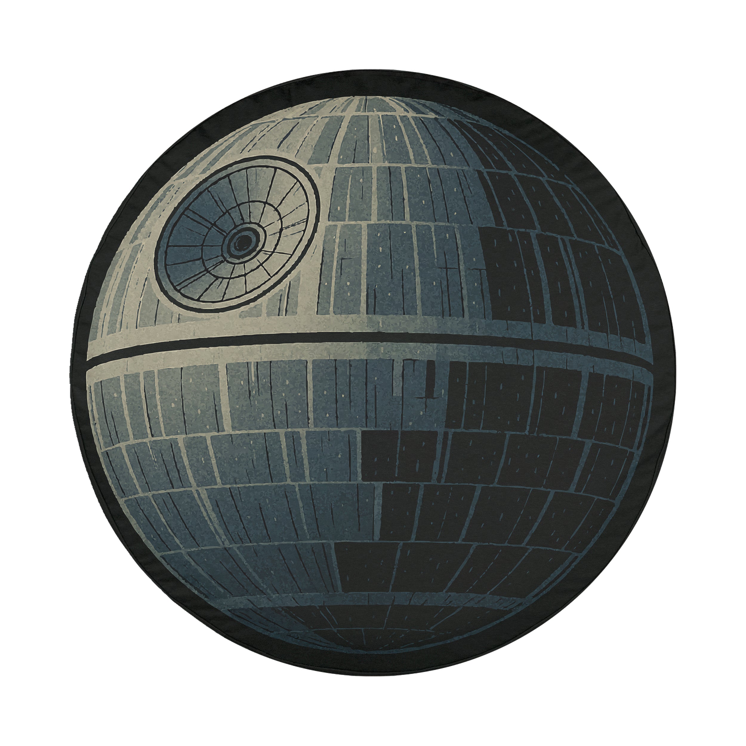 That's No Moon spare tire cover front view showing gray Death Star battle station graphic