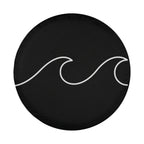 Continuous line waves spare tire cover with flowing minimalist ocean wave line art design