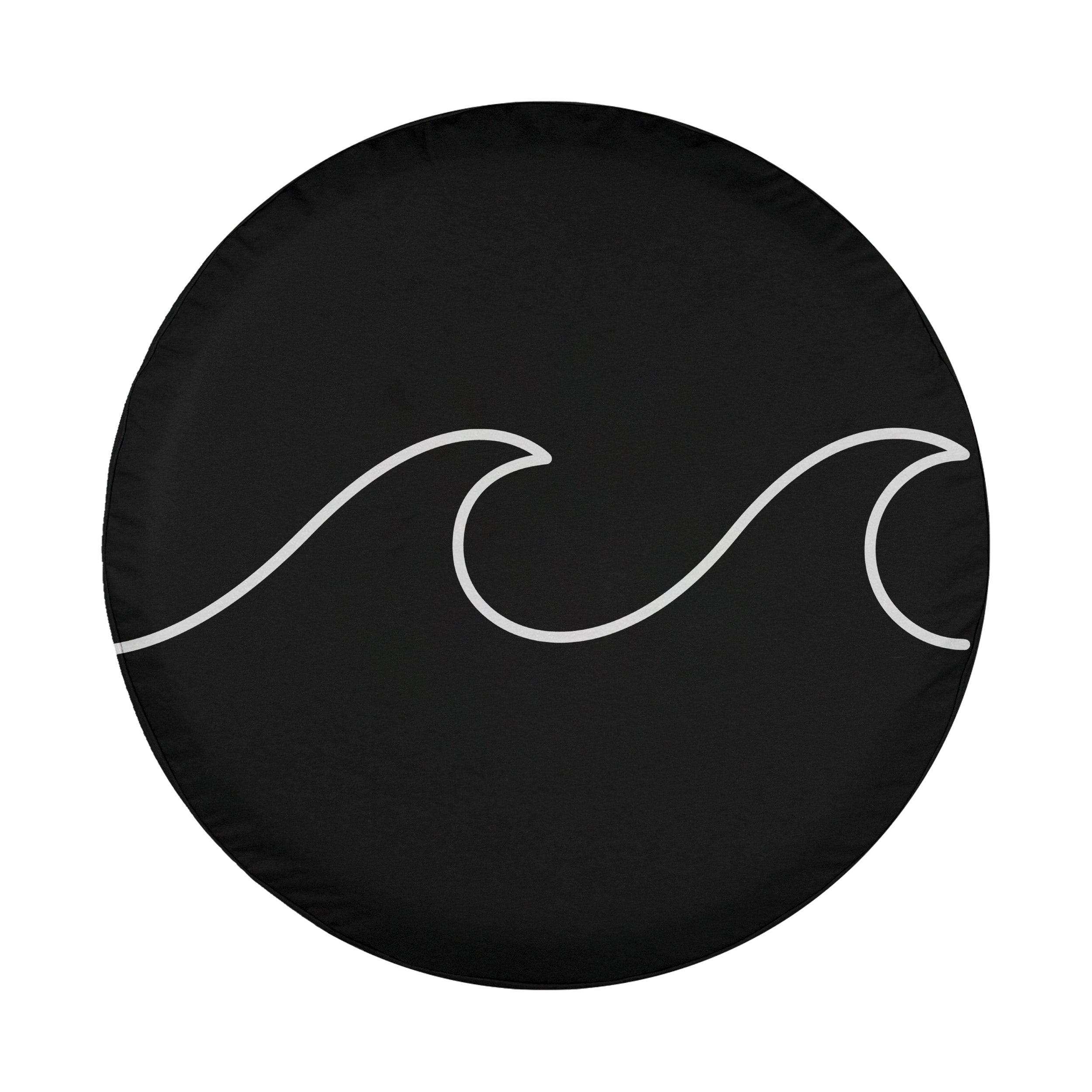Continuous line waves spare tire cover with flowing minimalist ocean wave line art design