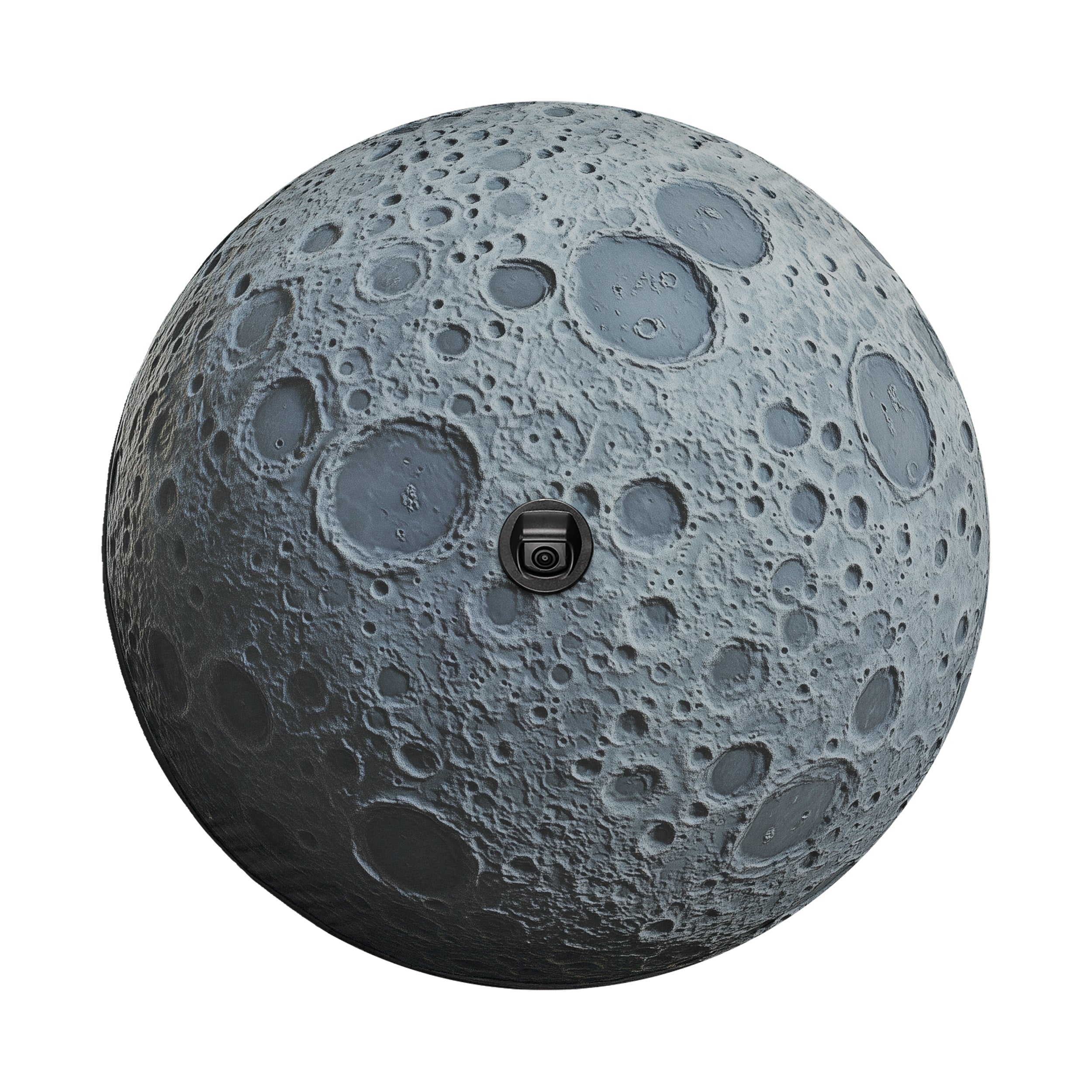Dark Side of the Moon spare tire cover on red Bronco rear with detailed lunar crater design
