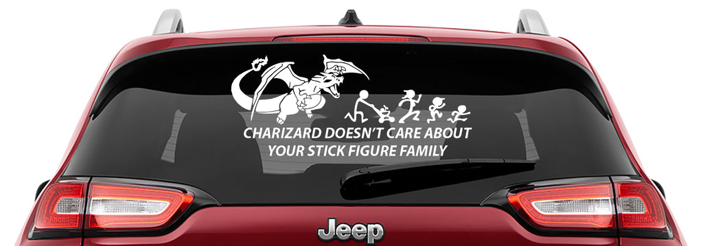 Charizard Doesn't Care About Your Stick Figure Family Vinyl Decal