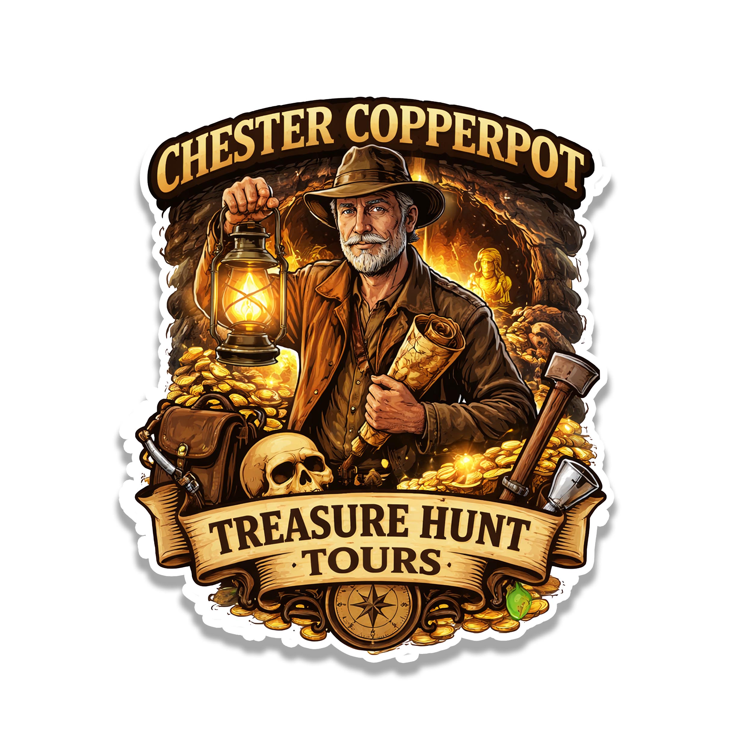 Chester Copperpot Treasure Hunt Tours Vinyl Sticker