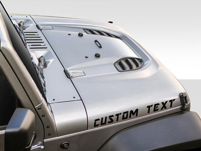 Custom Text Hood Lettering Vinyl Decals - Fits Jeep Wrangler or Gladiator