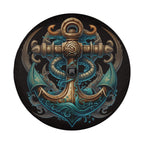 an intricate and detailed anchor design, with various elements such as waves, swirls, and other decorative elements surrounding it.